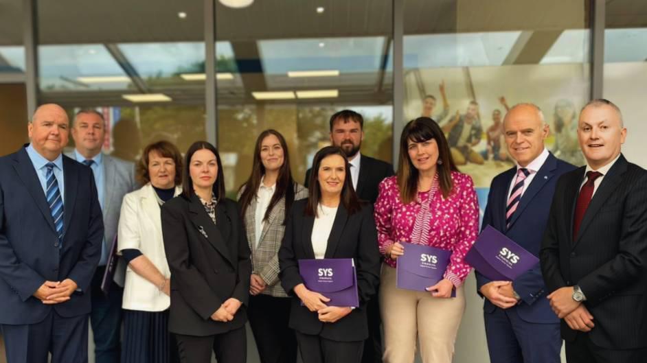 Tony Delaney (right) with members of the SYS Financial Claregalway team. SYS Financial has acquired Galway firm Q Financial, adding €120m to managed assets.