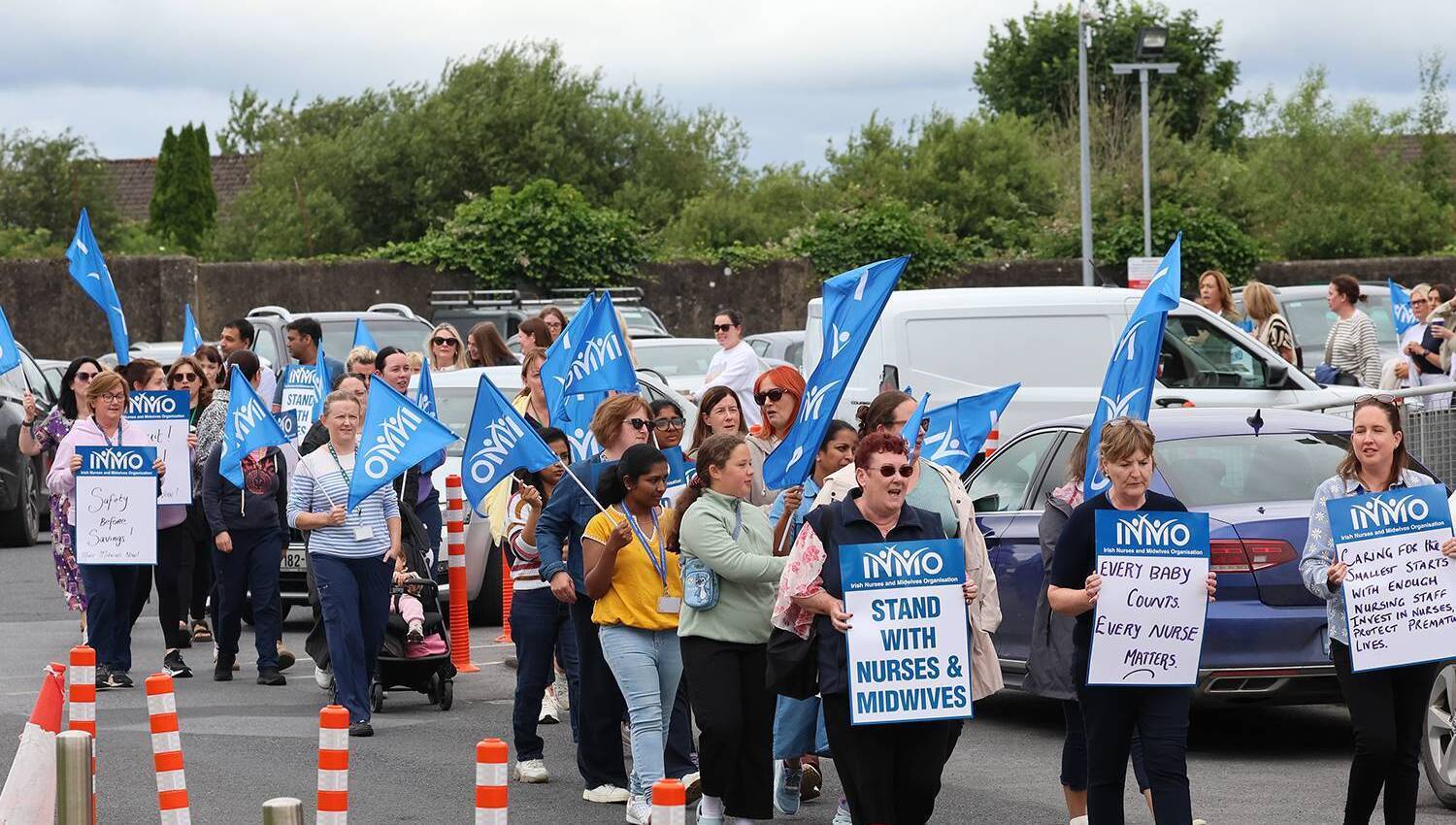 A lunchtime protest by nurses and midwives over staff shortages at University Maternity Hospital, Limerick. Picture: Brendan Gleeson