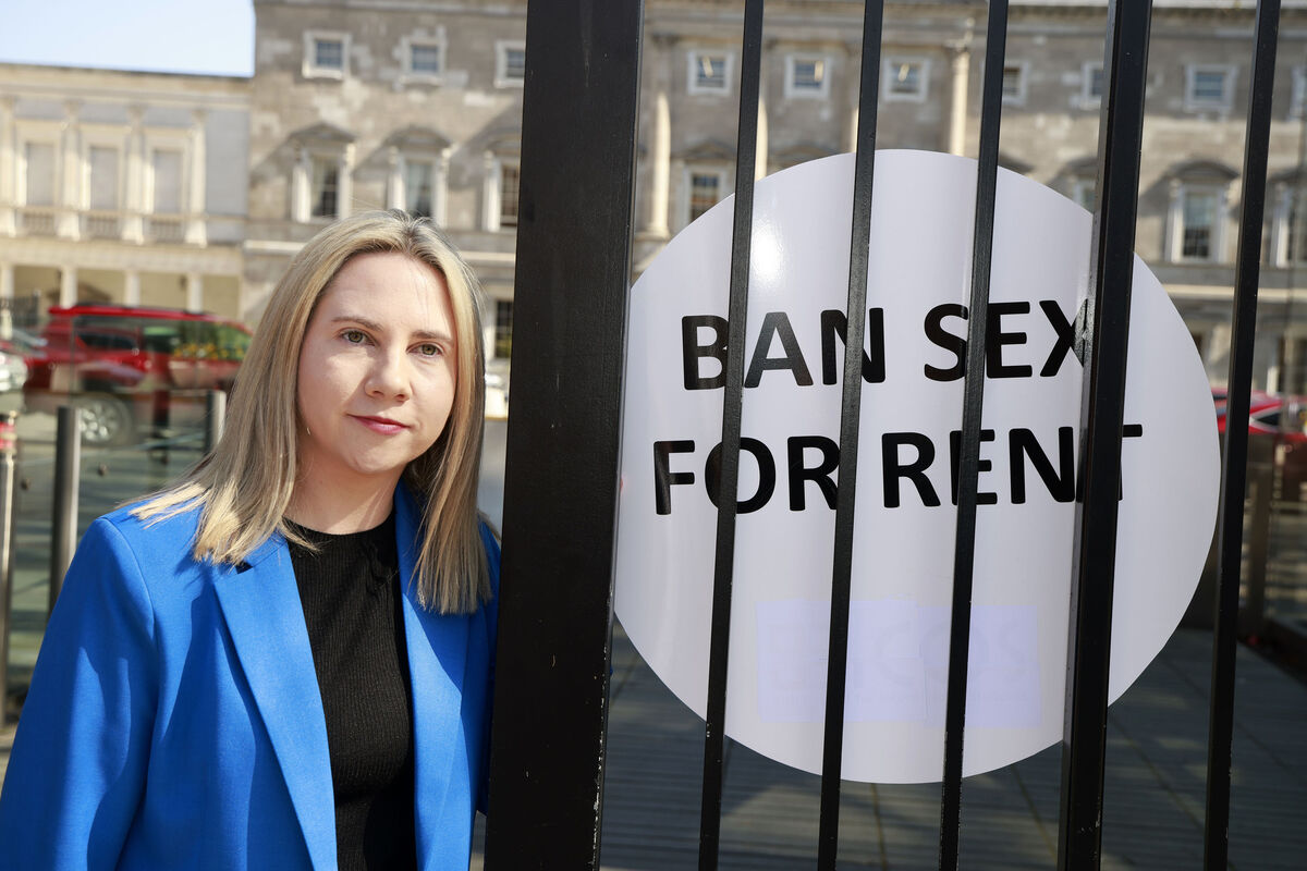 Labour Senator Laura Harman at Leinster House last year calling on the Government to support a bill banning sex for rent. Labour Senator Laura Harman at Leinster House last year calling on the Government to support a bill banning sex for rent.