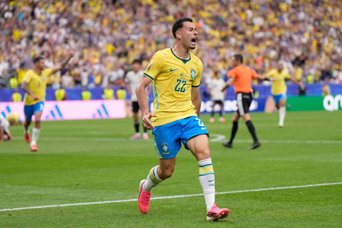 Brazil's Gabriel Martinelli celebrates after scoring his side's second goal during the World Cup round of 32 soccer match between Brazil and Japan in Houston. Picture: Ashley Landis/AP