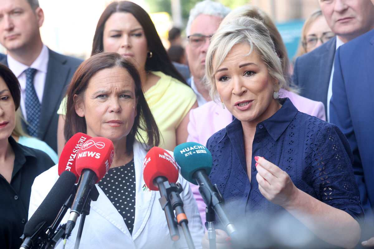 Sinn Féin leader Mary Lou McDonald, Northern Ireland First Minister Michelle O’Neill speaking to the media at Leinster House before their bill was defeated. Picture: Leah Farrell/RollingNews.ie Sinn Féin leader Mary Lou McDonald, Northern Ireland First Minister Michelle O’Neill speaking to the media at Leinster House before their bill was defeated. Picture: Leah Farrell/RollingNews.ie
