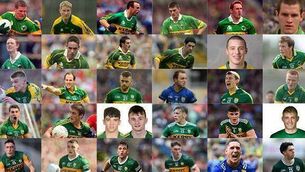<p>KINGDOM ELITE: Kerry's front line stars over the last 30 years, starting with (top left) Dara O'Cinnéide from 1996, then MF Russell, Johnny Crowley, Aodán MacGearailt, Noel Kennelly, Eoin Brosnan, Colm Cooper, Declan O'Sullivan, Paul Galvin, Bryan Sheehan, Kieran Donaghy, Donnchadh Walsh, Tommy Walsh, Tadhg Kennelly, Barry John Keane, Darran O'Sullivan, James O'Donoghue, Johnny Buckley, Paul Geaney, Stephen O'Brien, Tony Brosnan, Tom O'Sullivan, David Clifford, Sean O'Shea, Killian Spillane, Paudie Clifford, Diarmuid O'Connor, Dara Moynihan, Cillian Burke, Joe O'Connor and this year's star turn, Dylan Geaney.</p>