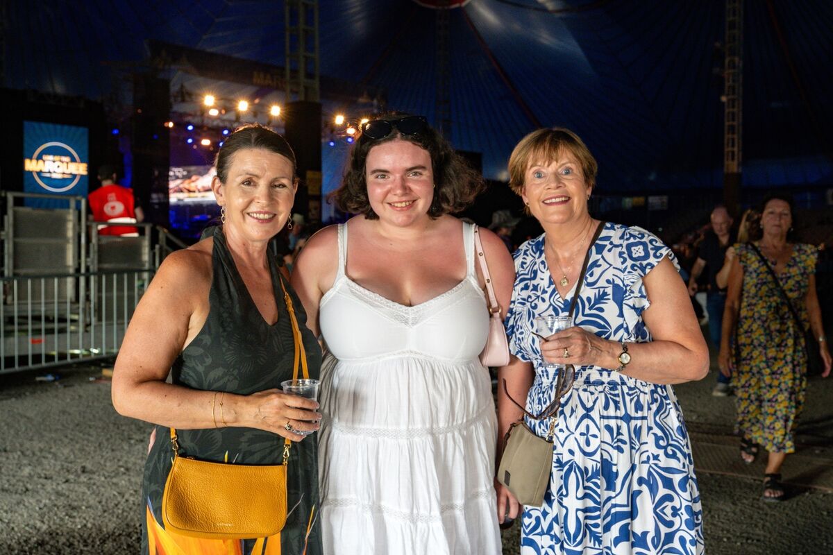 Mary Field from Douglas arriving at Live at the Marquee with her daughter Ella and sister Anne Costello ahead of the James Taylor concert. Picture: Chani Anderson