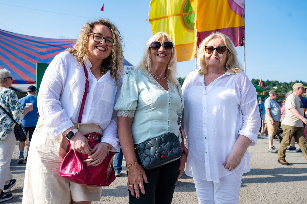 Eloise Horgan, Margo Lyons, and Dolores Horgan from Ballinlough, Cork, enjoying the warm sunshine ahead of the James Taylor gig at Live at the Marquee. Picture: Chani Anderson