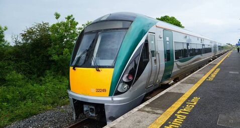 Modern Train at Cork Station Platform in Ireland