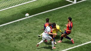 <p>Mikel Merino of Spain scores his team's second goal past Senne Lammens. Pic: Alex Grimm/Getty Images</p> <p>Mikel Merino of Spain scores his team's second goal past Senne Lammens. Pic: Alex Grimm/Getty Images</p>