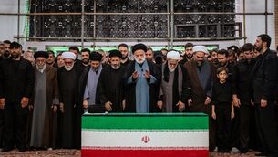 Mostafa Khamenei, centre, brother of Iran’s new Supreme Leader Mojtaba Khamenei, leads a prayer over the coffin of his late father, Iranian Supreme Leader Ayatollah Ali Khamenei (Office of the Iranian Supreme Leader/AP)