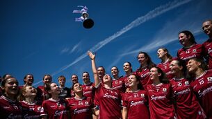 <p>CHAMPIONS: Galway players celebrate with the cup, Pic: David Fitzgerald/Sportsfile</p> <p>CHAMPIONS: Galway players celebrate with the cup, Pic: David Fitzgerald/Sportsfile</p>