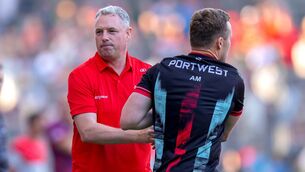 <p>Louth manager Gavin Devlin with Mayo manager Andy Moran after the game. Pic: ©INPHO/Tom O’Hanlon</p>