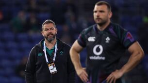 <p>Ireland's Head Coach Andy Farrell and Tadgh Beirne before the meeting with Japan. Pic ©INPHO/Ben Brady</p>