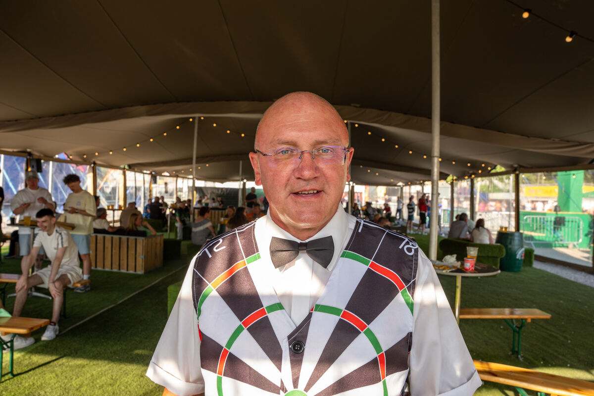 A moving target - George Hume dresses for the night at the Marquee Masters. Picture by Noel Sweeney