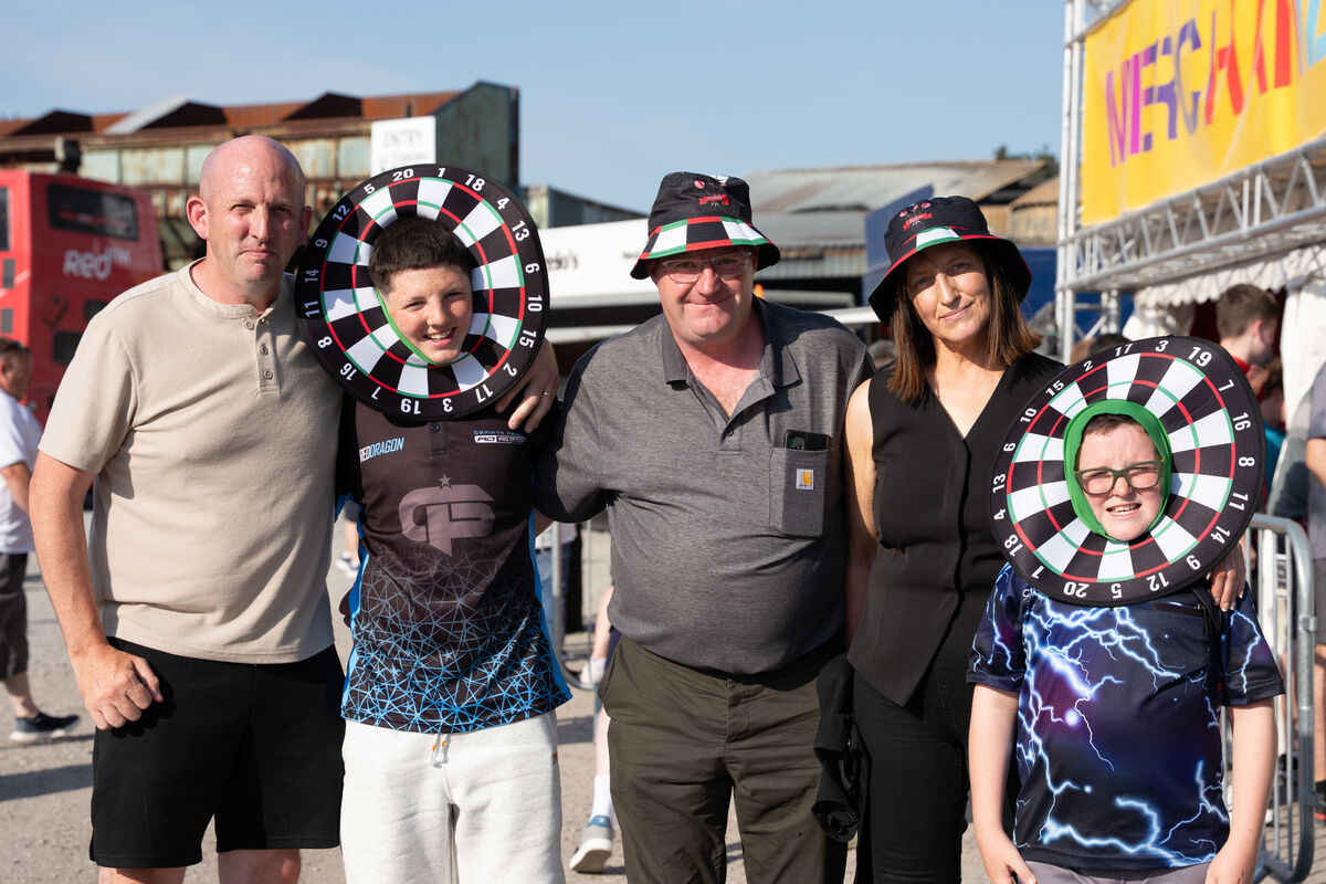 Mark Whelan, Paddy Whelan, Paddy Nugent, Karen Nugent and Daniel Whelan from Lismore Co.Waterford at the Marquee Masters. Picture by Noel Sweeney