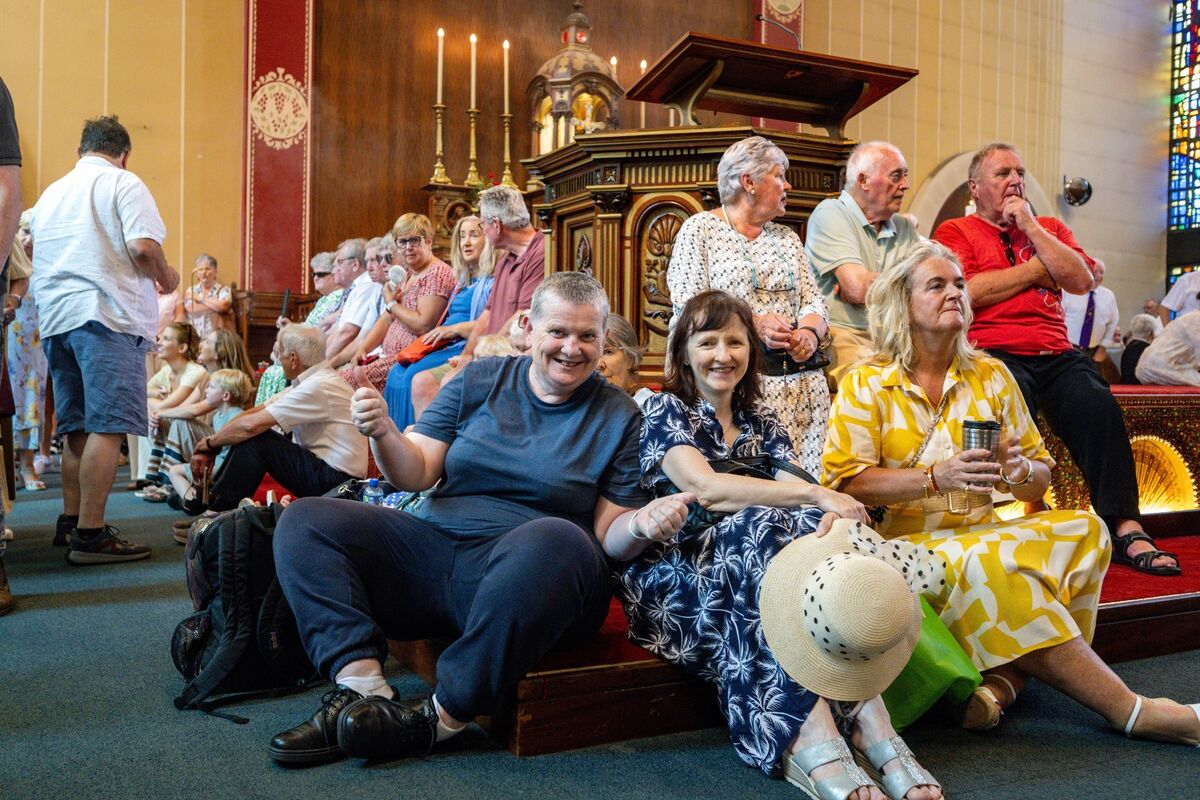 Around 2,000 people packed into St Augustine’s Church in Cork on Sunday for its final Mass, filling every pew, aisle, and other available space. Picture: Chani Anderson