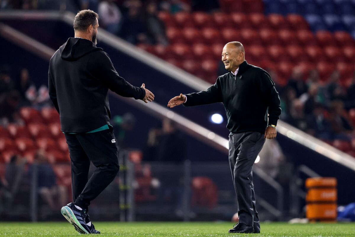 Ireland’s head coach Andy Farrell and Japan's Eddie Jones shake hands. Pic: Ben Brady Ireland’s head coach Andy Farrell and Japan's Eddie Jones shake hands. Pic: Ben Brady