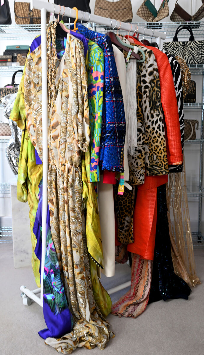 Some of the Items from Linda Kiely's collection on a rail ahead of the charity sale on July 18. Picture: Larry Cummins