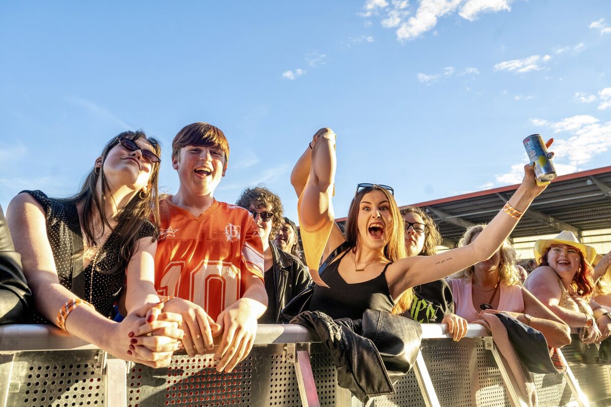 Adoring fans goes wild during CMAT’s high-energy performance at Musgrave Park (Virgin Media Park), Cork. Picture: Chani Anderson