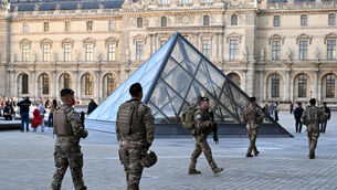 <p>Soldiers patrolling in the courtyard of the Louvre museum following the heist in October 2025. Picture: AP/Emma Da Silva.</p> <p>Soldiers patrolling in the courtyard of the Louvre museum following the heist in October 2025. Picture: AP/Emma Da Silva.</p>