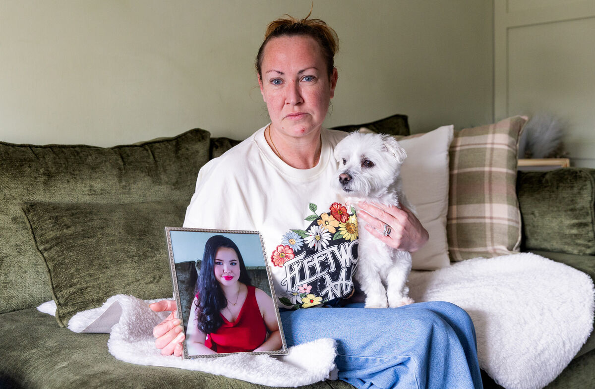 Siobhan Lynch with her dog Charlie, who used to be owned by Grace, at her home in Finglas, Dublin. File picture: Gareth Chaney