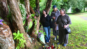 <p> Researcher Maureen Considine with Colette Finn, former deputy lord mayor and Angela Healy at a vigil at Bessborough in June. Picture: Larry Cummins</p>