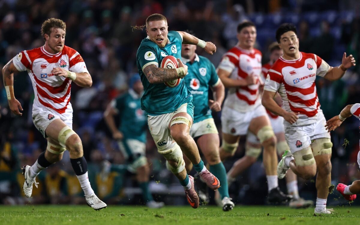Ireland's Sean Jansen makes a break during his debut. Pic: Ben Brady/Inpho