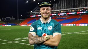 <p>Ireland's Sean Jansen with his first cap after making his debut for Ireland. Pic: Ben Brady/Inpho</p>