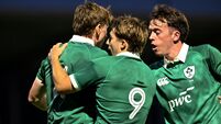 Daniel Ryan celebrates scoring a try with Christopher Barrett 13/7/2026