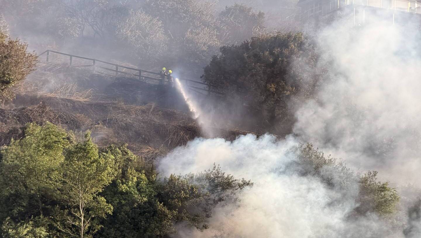 Firefighters battling the blaze near Crosshaven. Picture: Rory Conlon