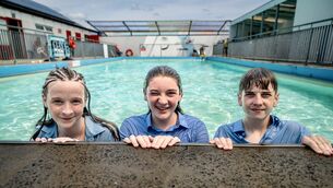 <p> Stand Alone: XX: 10/07/26 Molly Lynch, Aoibhín and Liam Dineen take part in a water safety course at Linn Snámha, Cúil Aodha, Co Cork, where water safety is a key focus for the community pool throughout the summer. Picture: Chani Anderson</p>