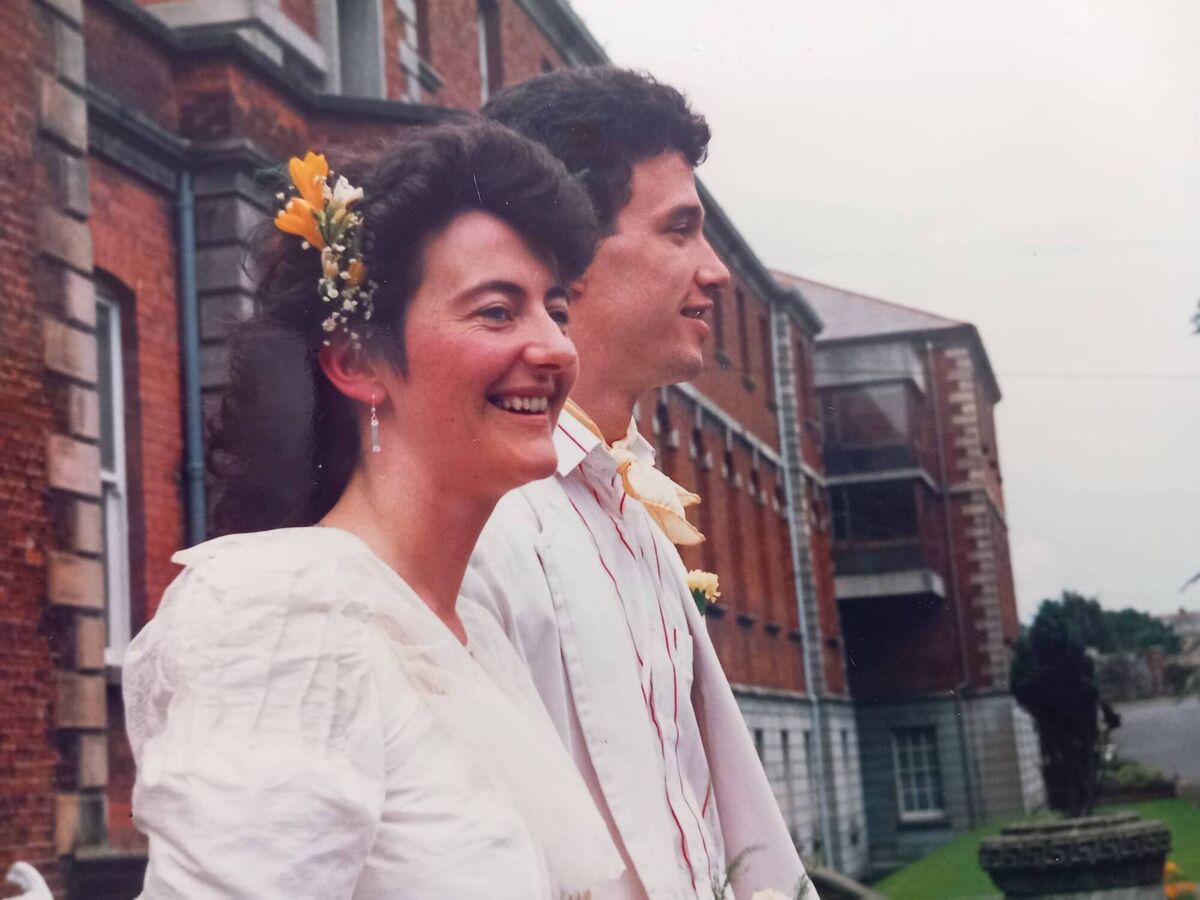 Bríd Ní Chumhaill and her husband Martin on their wedding day. Bríd Ní Chumhaill and her husband Martin on their wedding day.