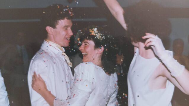 <p>Bríd Ní Chumhaill and her husband Martin on their wedding day.</p>