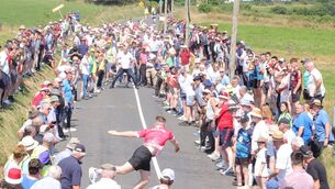 <p>CROWD CONTROL: Munster junior A champion, Darragh Dempsey sends the bowl over the sop towards his father Noel in the All-Ireland final last weekend in Ballinagree, Co. Cork. Pic: Greta Cormican championships in Ballinagree, Co Cork</p> <p>CROWD CONTROL: Munster junior A champion, Darragh Dempsey sends the bowl over the sop towards his father Noel in the All-Ireland final last weekend in Ballinagree, Co. Cork. Pic: Greta Cormican championships in Ballinagree, Co Cork</p>