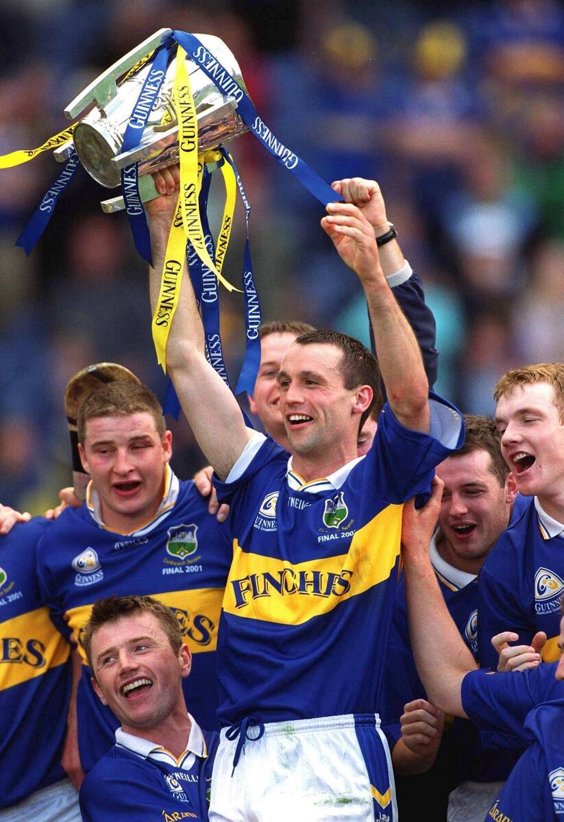 2001: Tipperary's Thomas Dunne lifts the Liam MacCarthy Cup after victory over Galway. Ray McManus/Sportsfile 2001: Tipperary's Thomas Dunne lifts the Liam MacCarthy Cup after victory over Galway. Ray McManus/Sportsfile