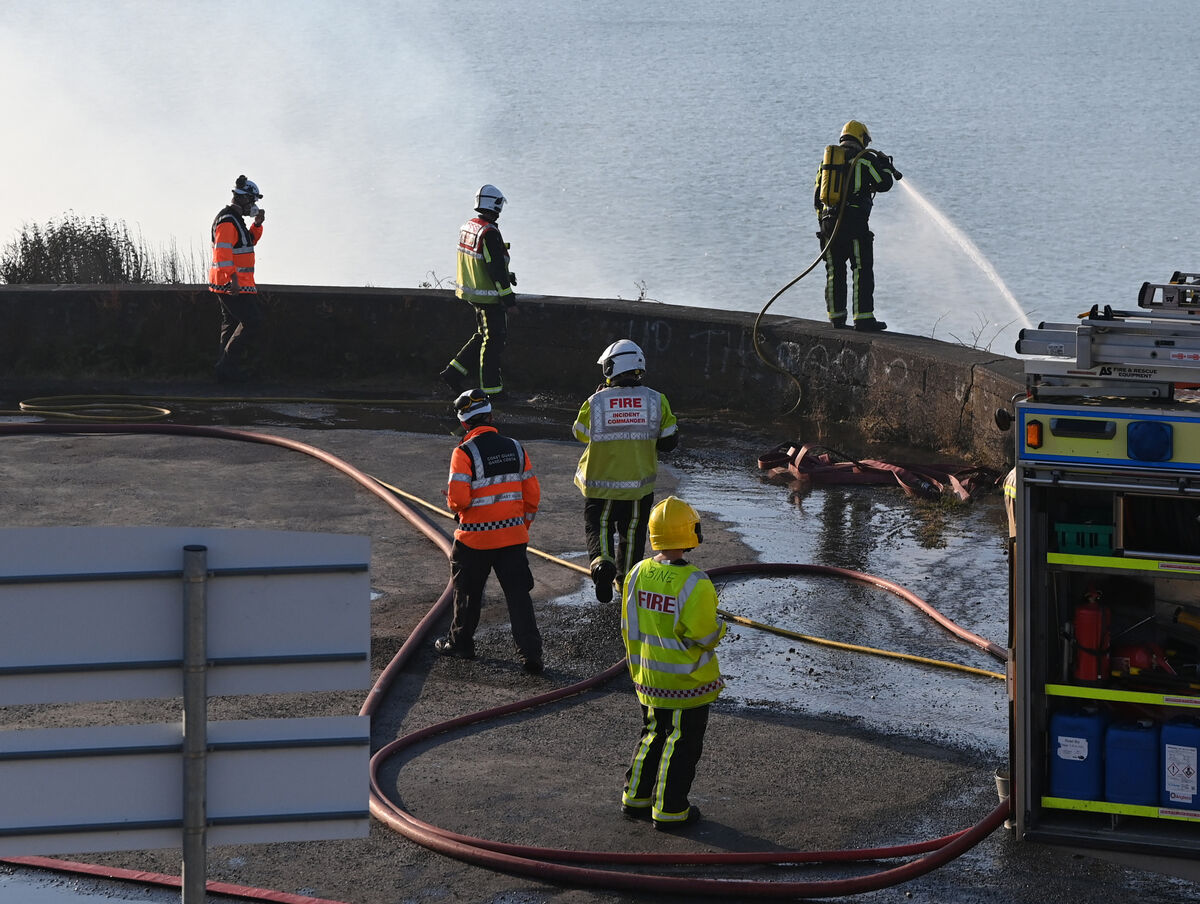 Fire fighters battle the fire near Camden Forth Meagher, Crosshaven . Picture: Eddie O'Hare