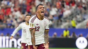 <p>Spain's Pedro Porro reacts after scoring his side's second goal. Pic: AP Photo/Ashley Landis</p> <p>Spain's Pedro Porro reacts after scoring his side's second goal. Pic: AP Photo/Ashley Landis</p>
