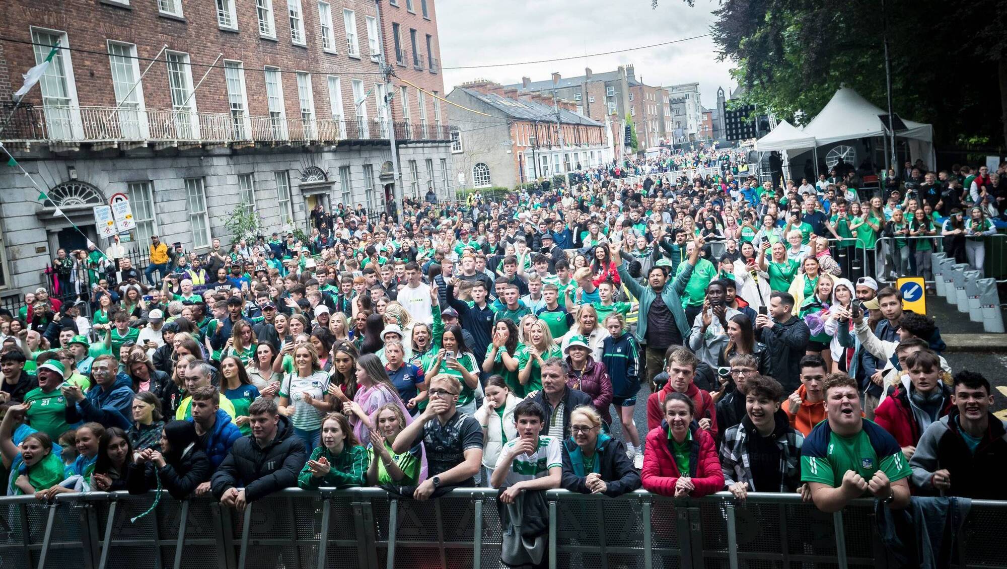 The live screening of the 2023 All Ireland hurling final at Pery Square. Picture: Keith Wiseman.