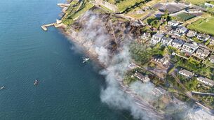 <p>The blaze that scorched around 2,500sq m of land near Camden Fort in Crosshaven, Cork on Monday evening.</p> <p>The blaze that scorched around 2,500sq m of land near Camden Fort in Crosshaven, Cork on Monday evening.</p>