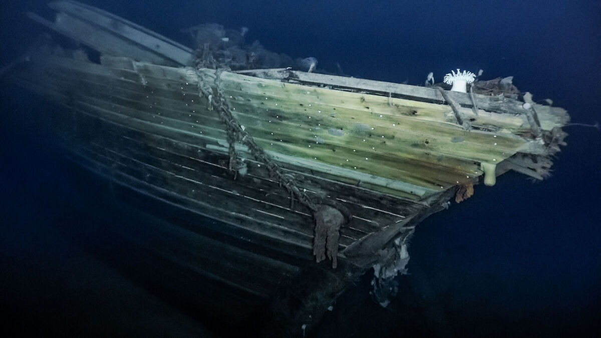 The standard bow on the wreck of Endurance, Sir Ernest Shackleton's ship which has not been seen since it was crushed by the ice and sank in the Weddell Sea in 1915. Picture: Falklands Maritime Heritage Trust/National Geographic/PA Wire The standard bow on the wreck of Endurance, Sir Ernest Shackleton's ship which has not been seen since it was crushed by the ice and sank in the Weddell Sea in 1915. Picture: Falklands Maritime Heritage Trust/National Geographic/PA Wire