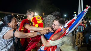 British and Spanish nationals celebrate (Marcos Moreno/AP) British and Spanish nationals celebrate (Marcos Moreno/AP)