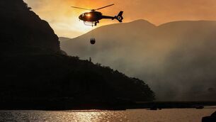 <p>A wildfire that broke out in the Five Mile Bridge area of Killarney National Park on Tuesday evening. Picture: Valerie O'Sullivan</p>