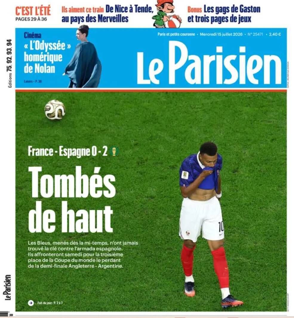 Rude awakening: the front page of Le Parisien