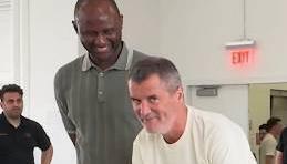 Watch: Roy Keane takes on Patrick Vieira as old Manchester United v Arsenal rivalry renewed