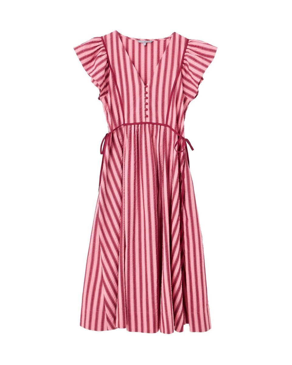 Fashion Pink & Burgundy Striped Midi Dress, €105, Oliver Bonas Fashion Pink & Burgundy Striped Midi Dress, €105, Oliver Bonas