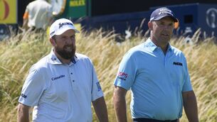 <p>Shane Lowry and Padraig Harrington of Ireland during a practice round ahead of The 154th Open Championship. Pic: Peter Byrne/PA Wire.</p> <p>Shane Lowry and Padraig Harrington of Ireland during a practice round ahead of The 154th Open Championship. Pic: Peter Byrne/PA Wire.</p>