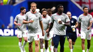 <p>England's Harry Kane (left) leads the players off the field following a warm up. Pic: Nick Potts/PA Wire</p> <p>England's Harry Kane (left) leads the players off the field following a warm up. Pic: Nick Potts/PA Wire</p>