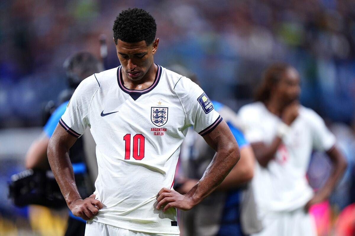 WOUNDED LIONS: England's Jude Bellingham appears devastated after his side are dumped out of the competition. Pic: Bradley Collyer/PA Wire WOUNDED LIONS: England's Jude Bellingham appears devastated after his side are dumped out of the competition. Pic: Bradley Collyer/PA Wire