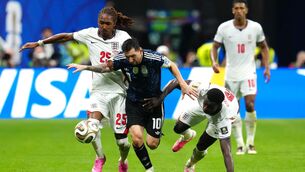 <p>Argentina's Lionel Messi (centre) battles for the ball with England's Djed Spence (left) and Marc Guehi. Pic: Nick Potts/PA Wire</p> <p>Argentina's Lionel Messi (centre) battles for the ball with England's Djed Spence (left) and Marc Guehi. Pic: Nick Potts/PA Wire</p>