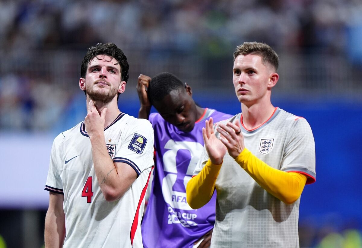 England goalkeeper Dean Henderson (right) applauds the fans following the loss. Pic: Bradley Collyer/PA Wire England goalkeeper Dean Henderson (right) applauds the fans following the loss. Pic: Bradley Collyer/PA Wire