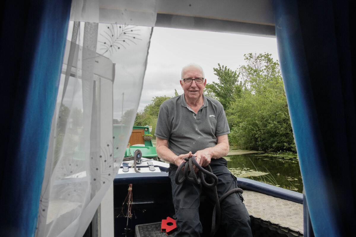Alistair Morrish on the barge he calls home near Lucan, Co. Kildare. Picture: Moya Nolan