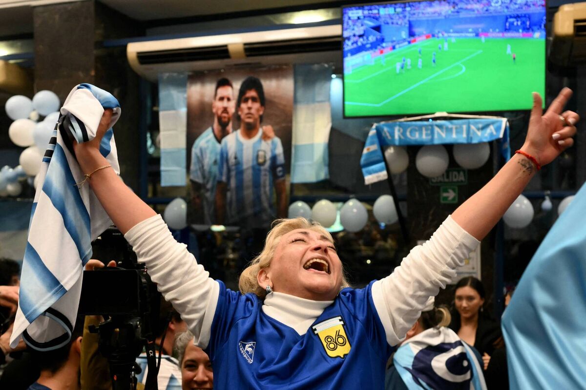 An Argentina fan celebrates as they watch the 2026 FIFA World Cup semi-final. Pic: Luis ROBAYO / AFP via Getty Images An Argentina fan celebrates as they watch the 2026 FIFA World Cup semi-final. Pic: Luis ROBAYO / AFP via Getty Images