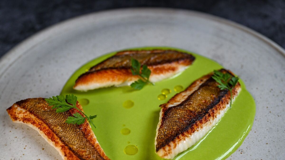 Lemon sole with watercress sauce